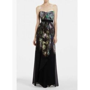 BCBG Maxazria Tae Strapless Silk Maxi Dress - Size 6 - Black